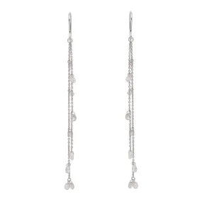 18K Gold Shoulder Duster Chain Diamond Earrings