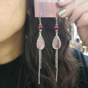 Abalone teardrop duster earrings