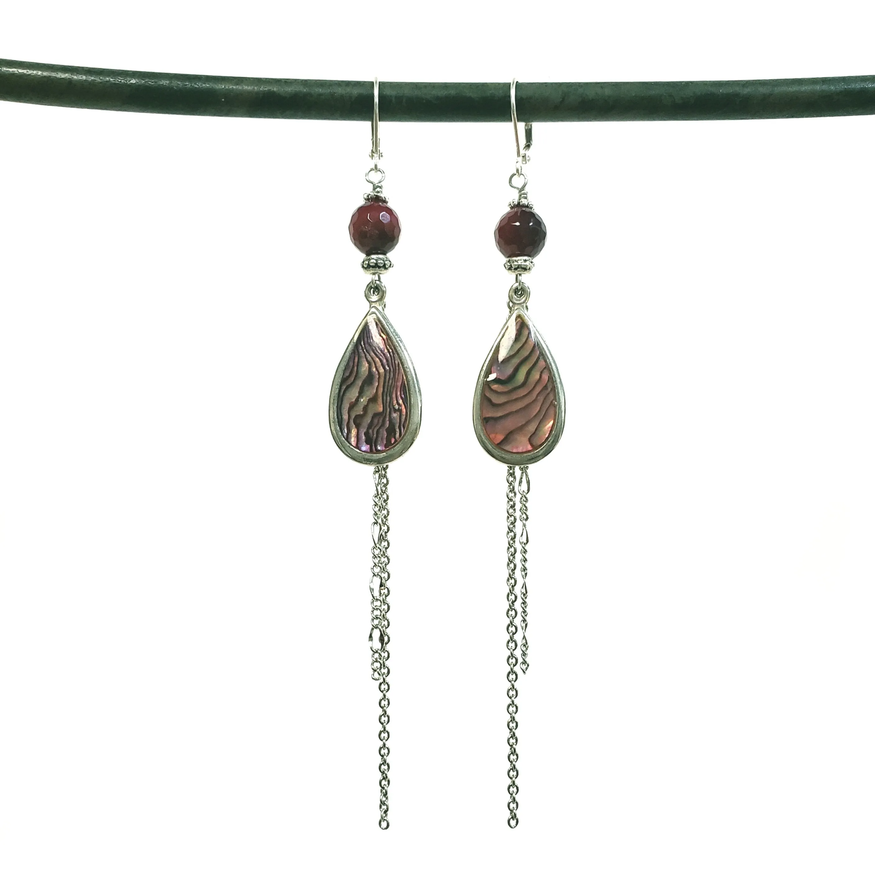 Abalone teardrop duster earrings