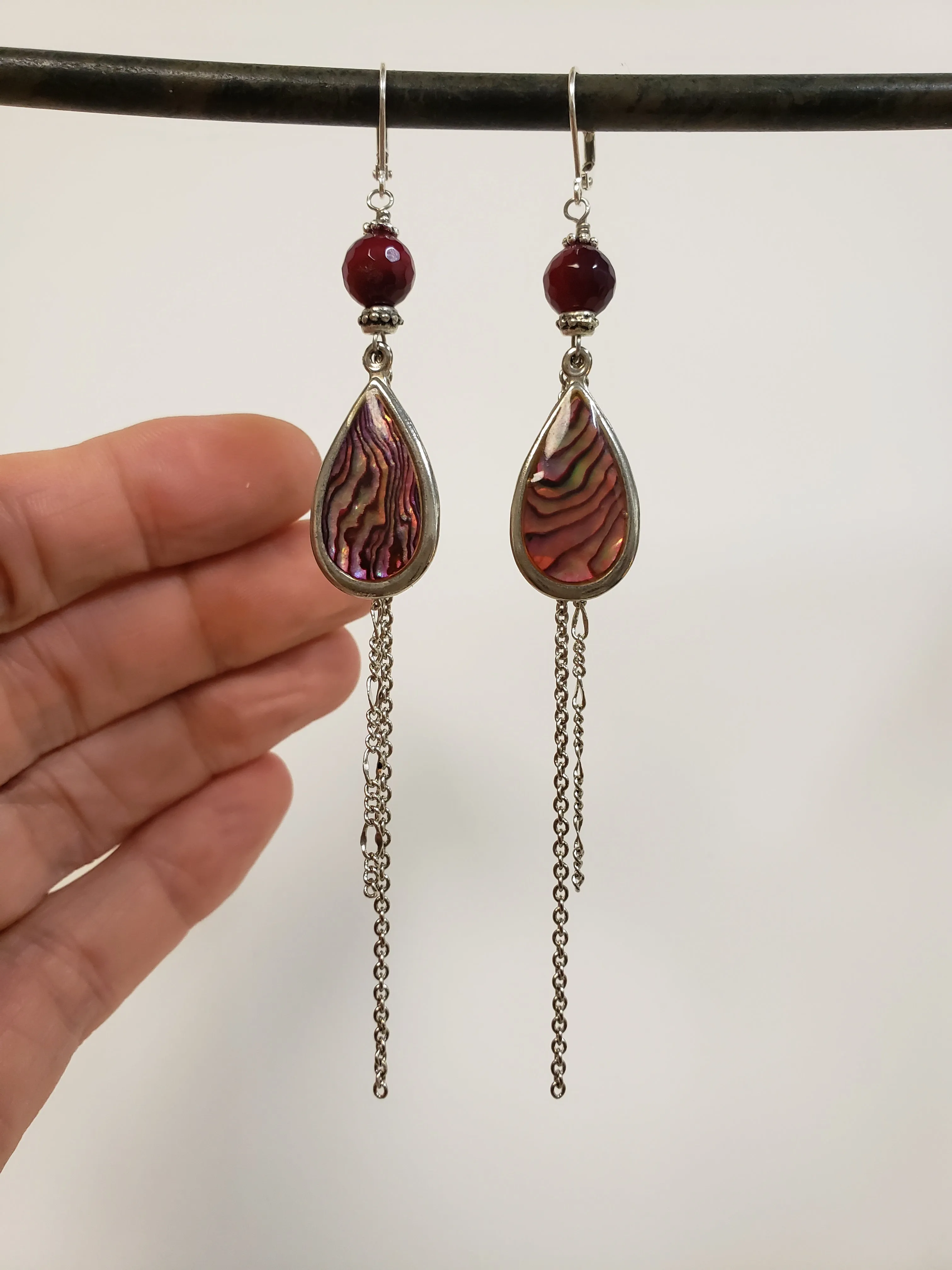 Abalone teardrop duster earrings