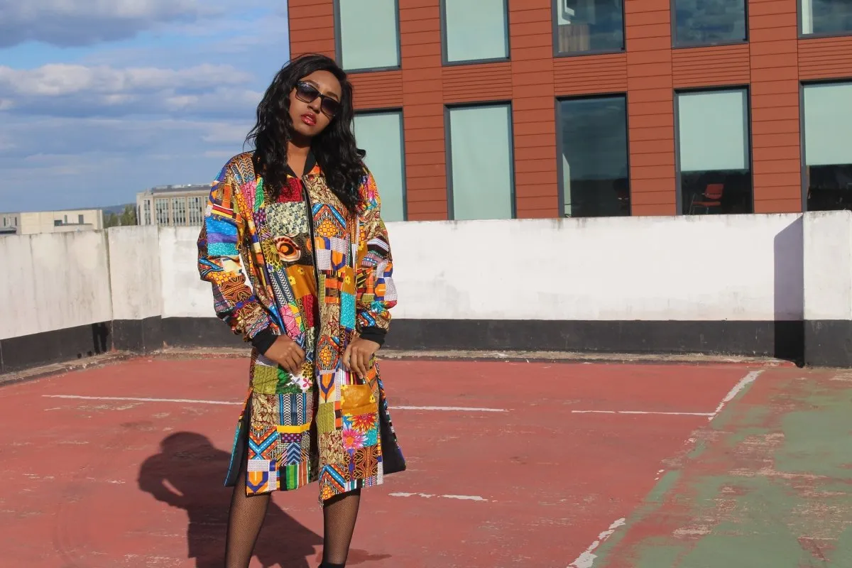 African Print Trench Coat in Patchwork