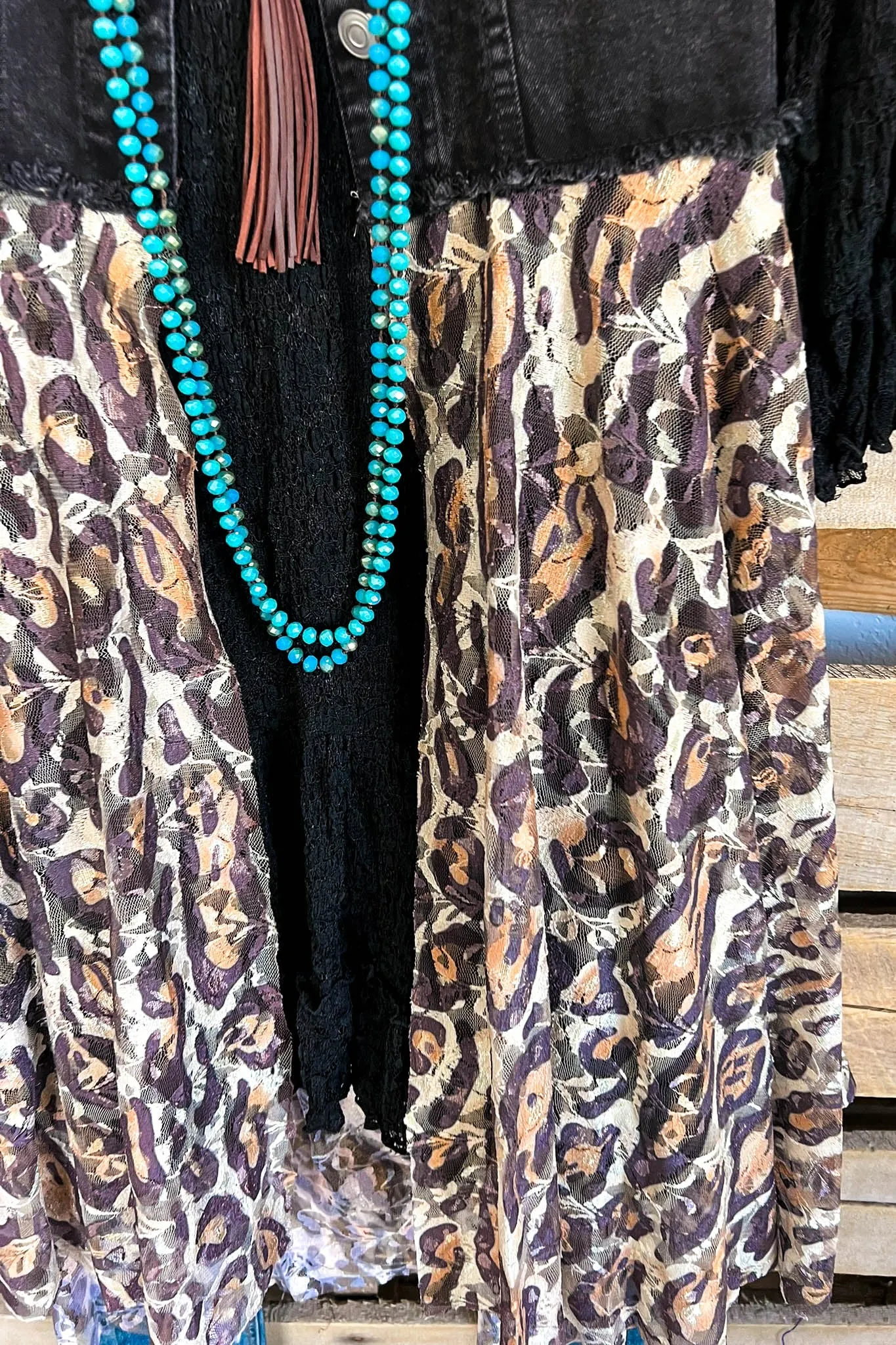 AHB EXCLUSIVE: All The While Vest/Duster  - Black/Leopard - 100% COTTON