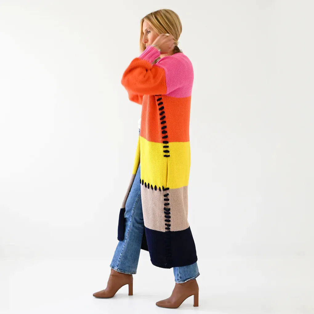 ALAINA CABIN STRIPE DUSTER CARDIGAN - KERRI ROSENTHAL