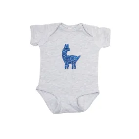 Baby Onesie  with Hand-Appliquéd Llama in Bright Blue Batik