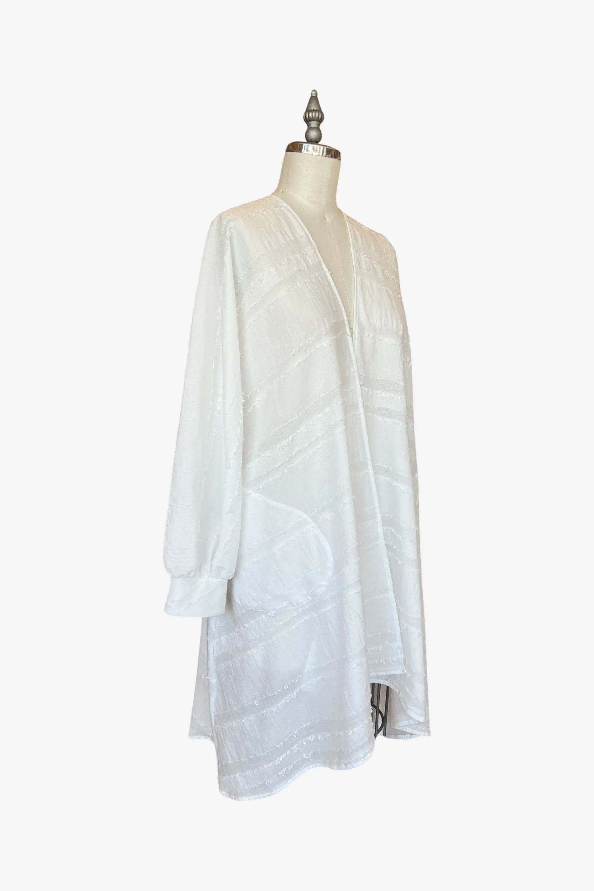 Barcelona Duster | Textured White Stripe