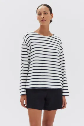 Bateau Pea White Stripe LS Tee