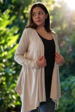 Beige Full Coverage Easy-Feeding Maternity Duster