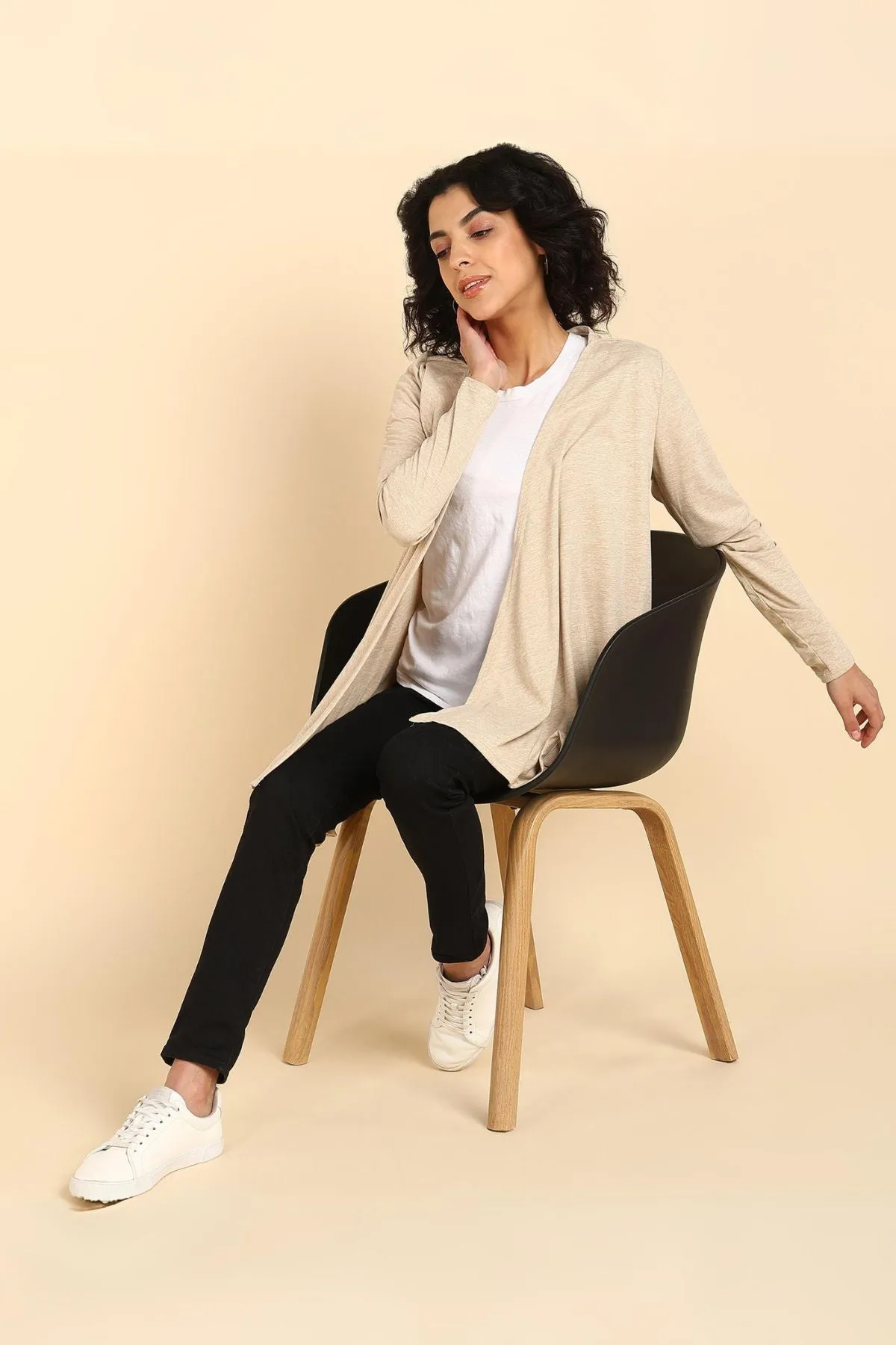 Beige Full Coverage Easy-Feeding Maternity Duster