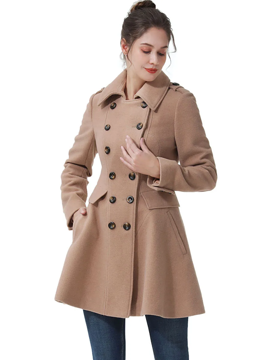 BGSD Women Emy Fit & Flare Wool Pea Coat