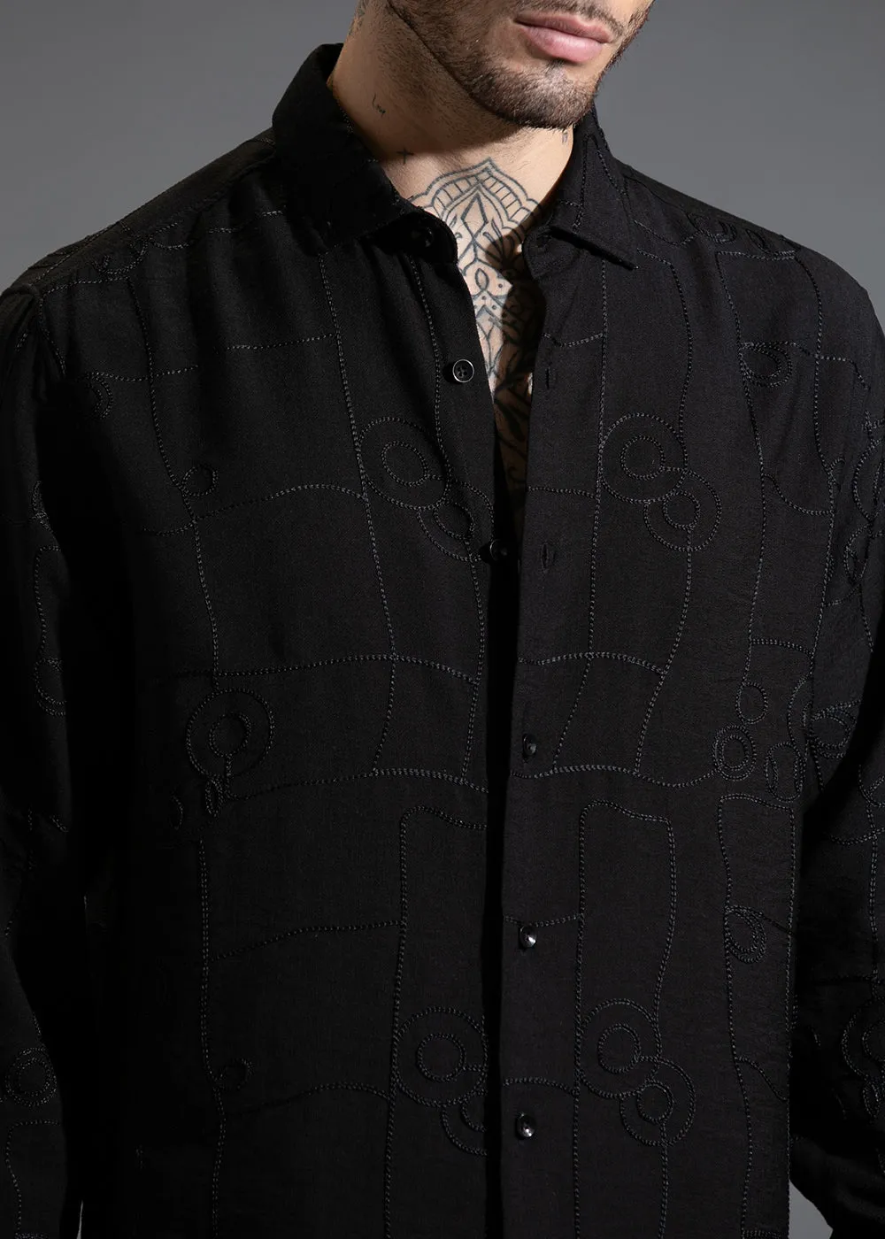 Black Embroidered Shirt