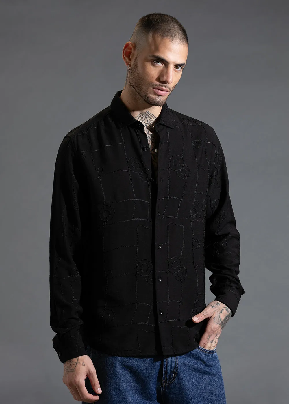 Black Embroidered Shirt