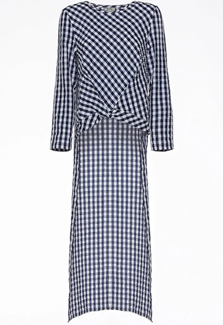 Blue Checks Cape Blouse