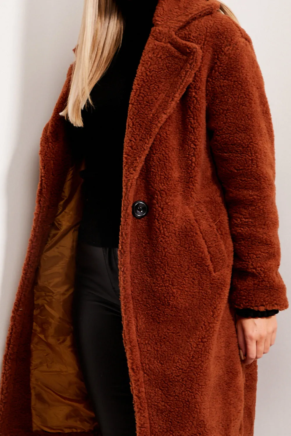 Brown Button Up Teddy Coat