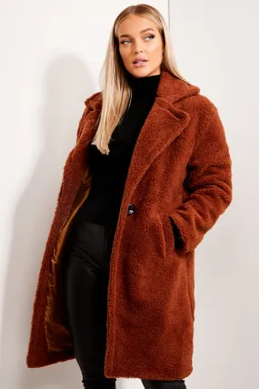 Brown Button Up Teddy Coat