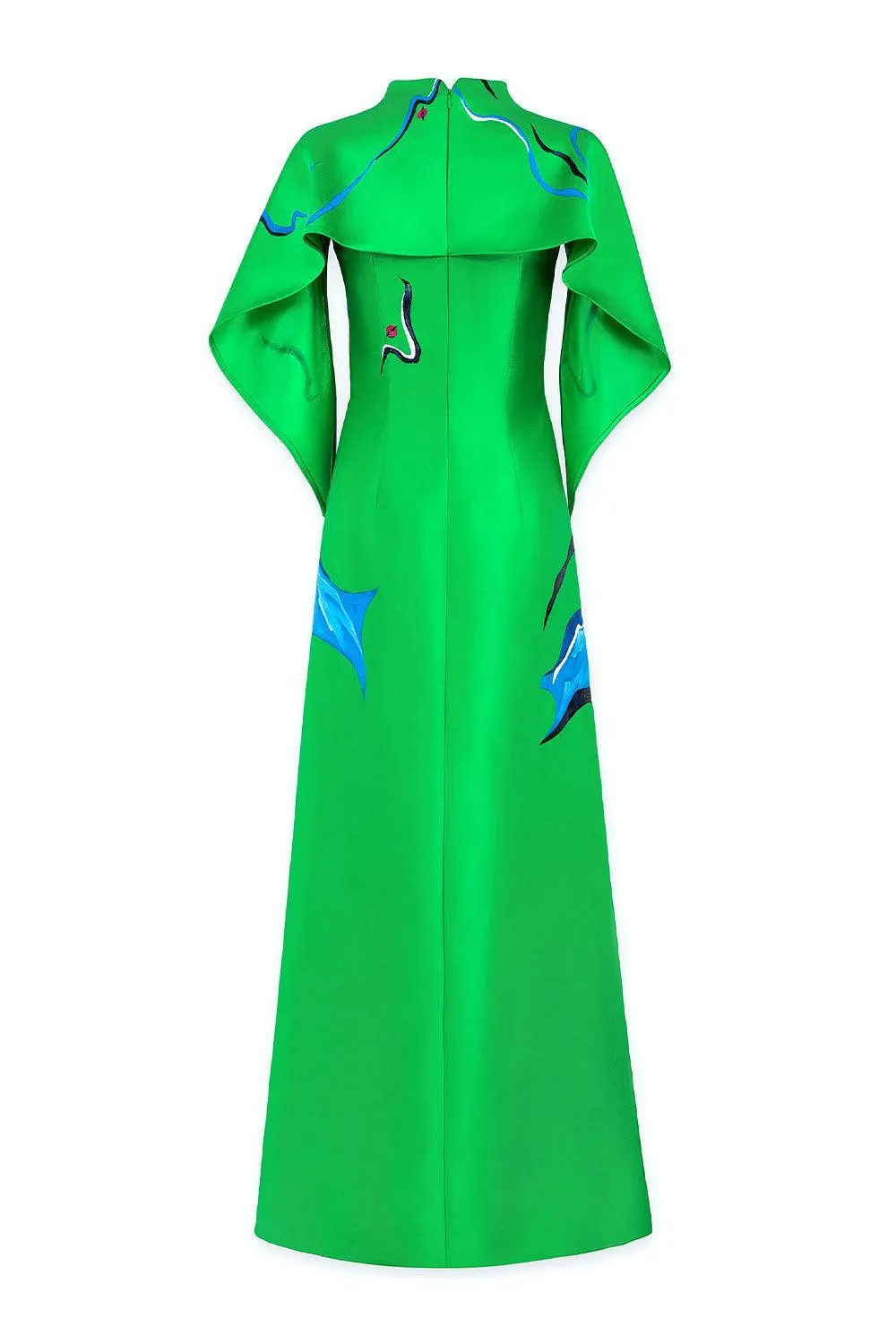 Butterfly A-line Cape Sleeved Zibeline Floor Length Ao Dai