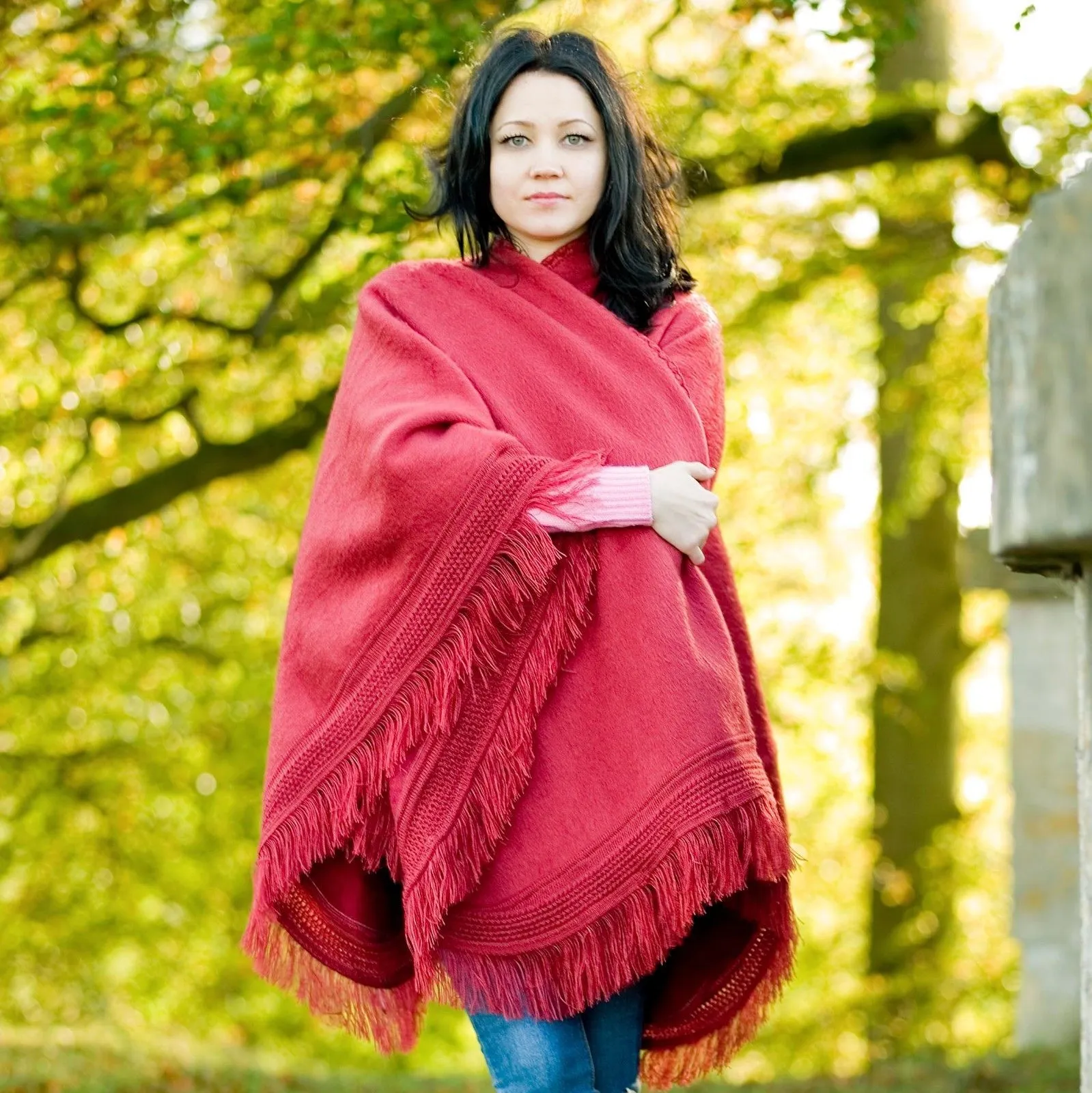 Cape Wrap Solid Alpaca Poncho