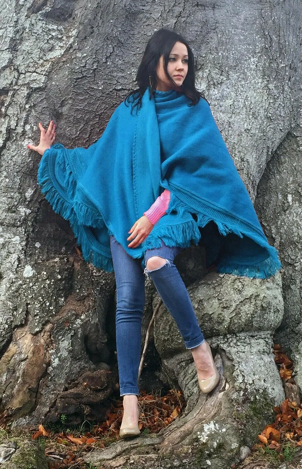 Cape Wrap Solid Alpaca Poncho