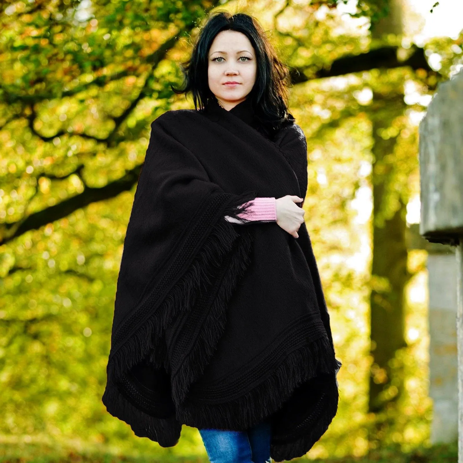 Cape Wrap Solid Alpaca Poncho