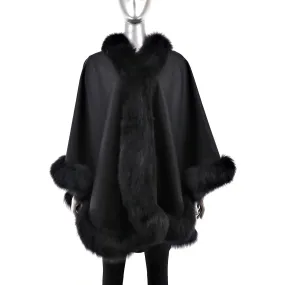 Cashmere Cape with Fox Trim- One Size