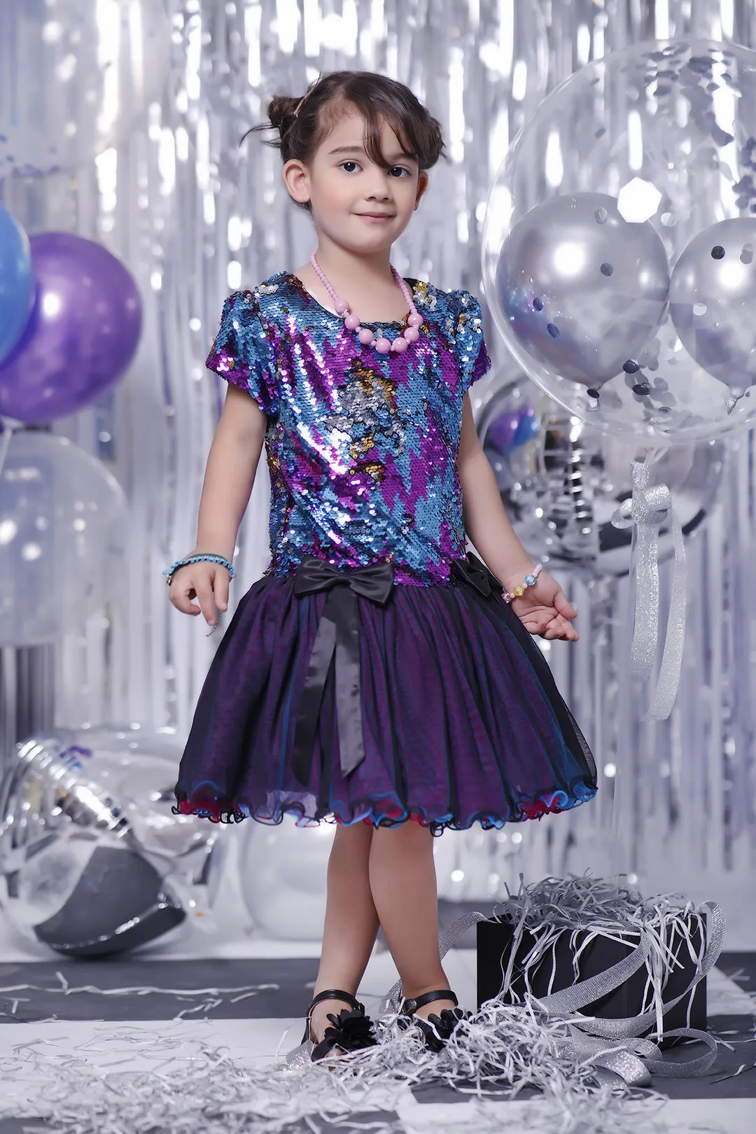 Chevron Sequins Net Layers Tutu Frock | BIRTHDAY BASH | F2091