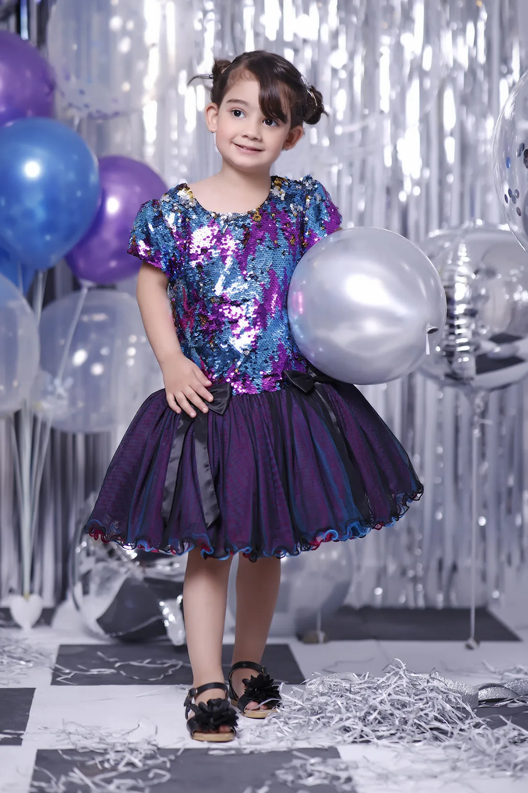 Chevron Sequins Net Layers Tutu Frock | BIRTHDAY BASH | F2091