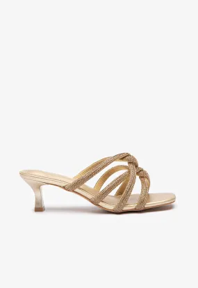 Crystal Embellished Wrap Strapped Mule Sandals