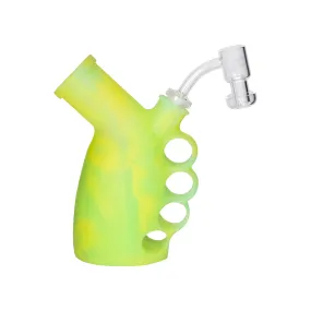 DAB RIG - YEL GRN SILICONE KNUCKLE DUSTER RIG BUBBLER KIT