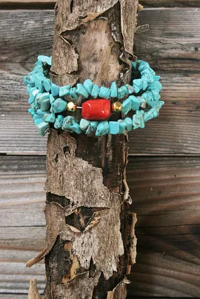 Faux Turquoise Spiral Wrap Bracelet