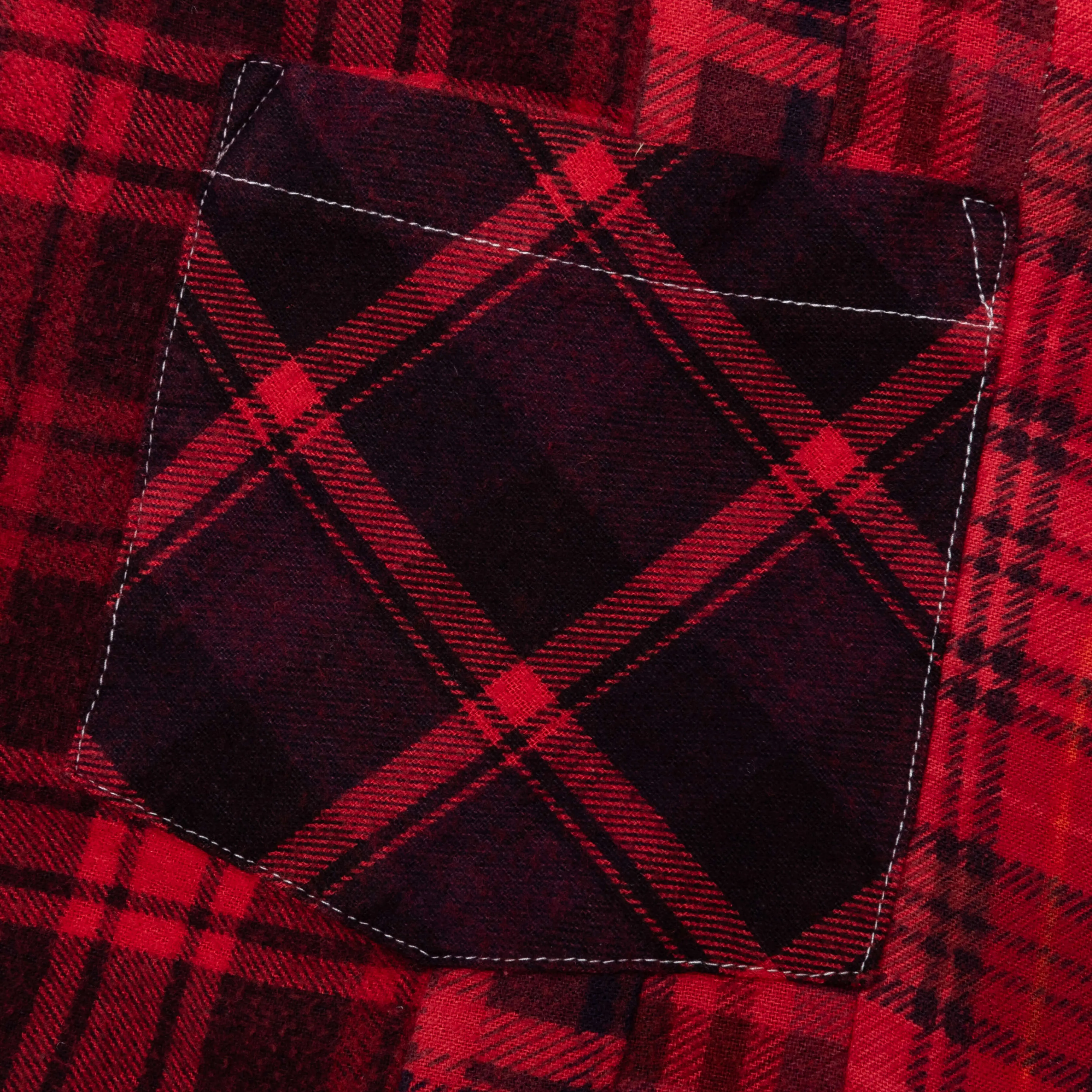 Flannel Shirt 7 Cuts Shirt Over Dye - Red