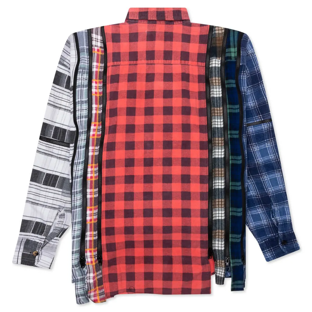 Flannel Shirt 7 Cuts Zipped Wide Shirt - Assorted