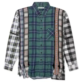 Flannel Shirt 7 Cuts Zipped Wide Shirt - Assorted