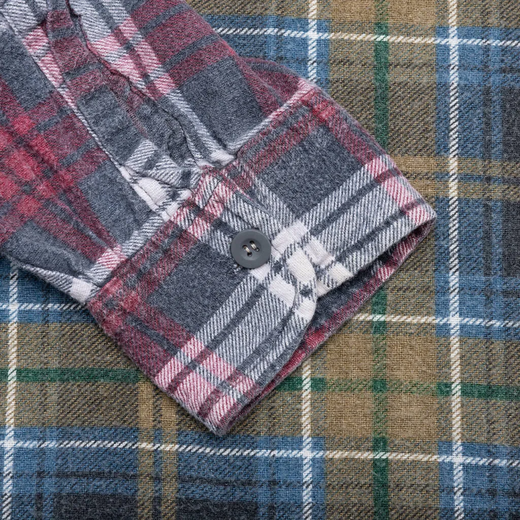 Flannel Shirt Ribbon Wide Reflection Shirt - Assorted