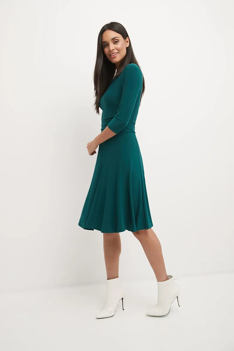 Flared Business Dress with 3/4 Sleeves