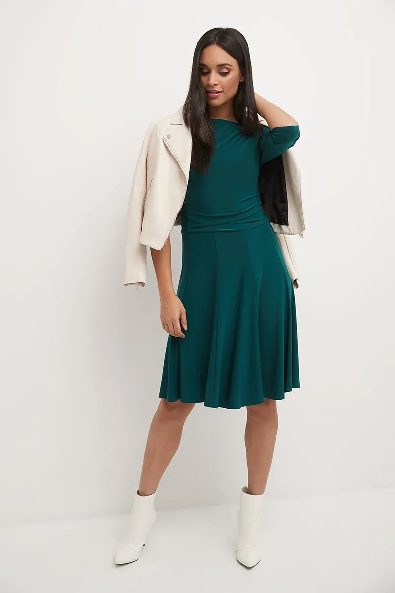 Flared Business Dress with 3/4 Sleeves