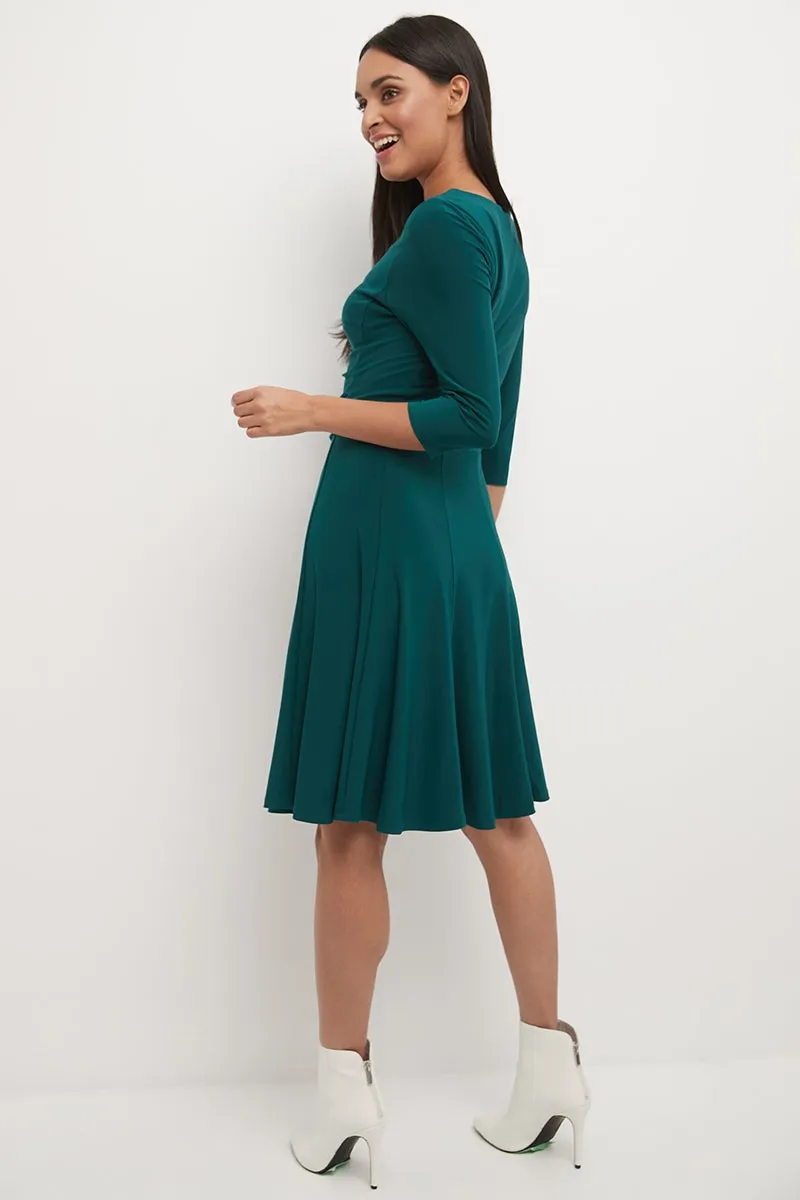 Flared Business Dress with 3/4 Sleeves