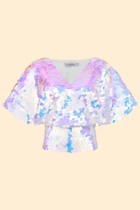 FLORENCE SEQUIN CAPE TOP - OPAL