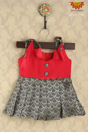 Girl Pink Black Tissue JKD Baby Frock