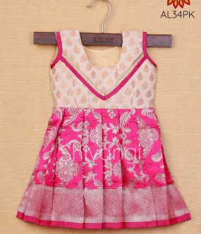 Girl Pink Golden Parrot Baby Frock