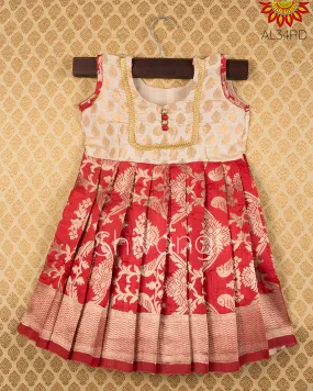 Girl Red Golden Parrot Baby Frock