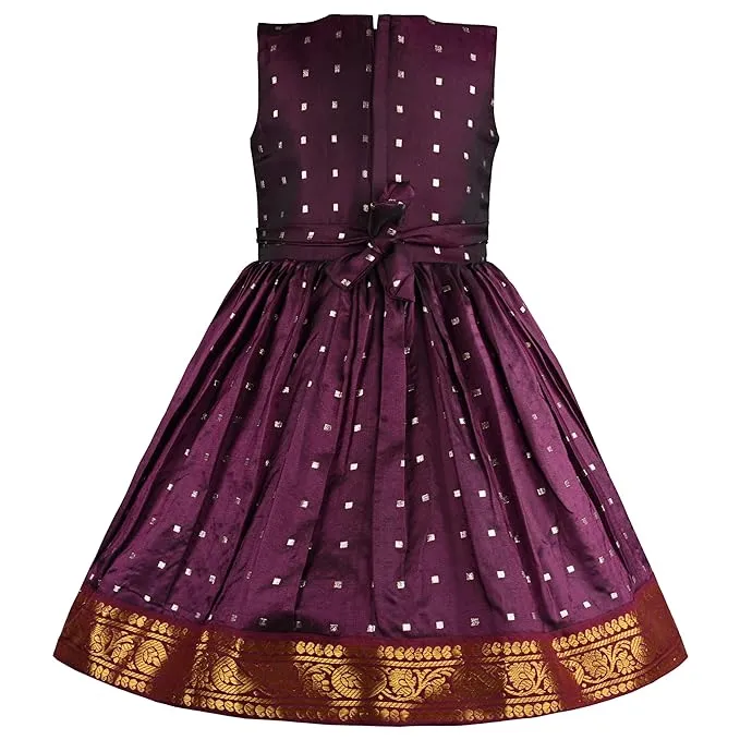 Girls Embellished Polka Dots Satin Ethnic Frock