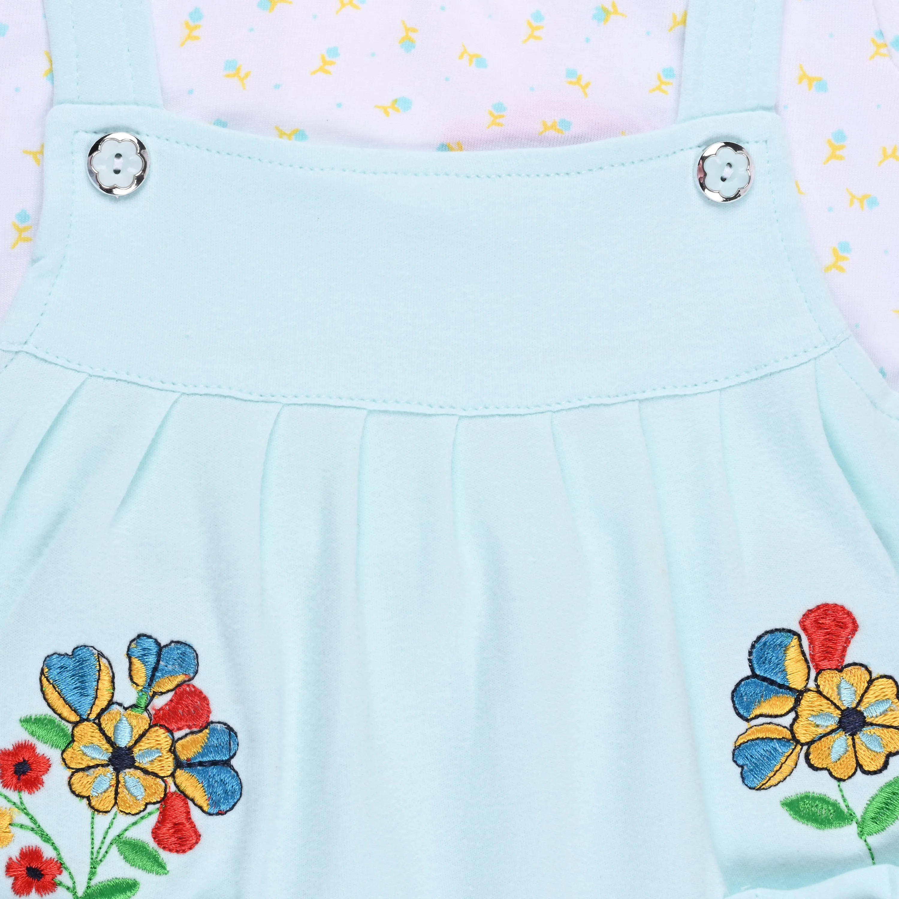 Girls Embroidered With Polka Print Frock Dress Comes With Brief.