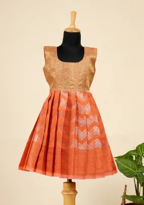 Girls Orange Silver Waves Frock !!!