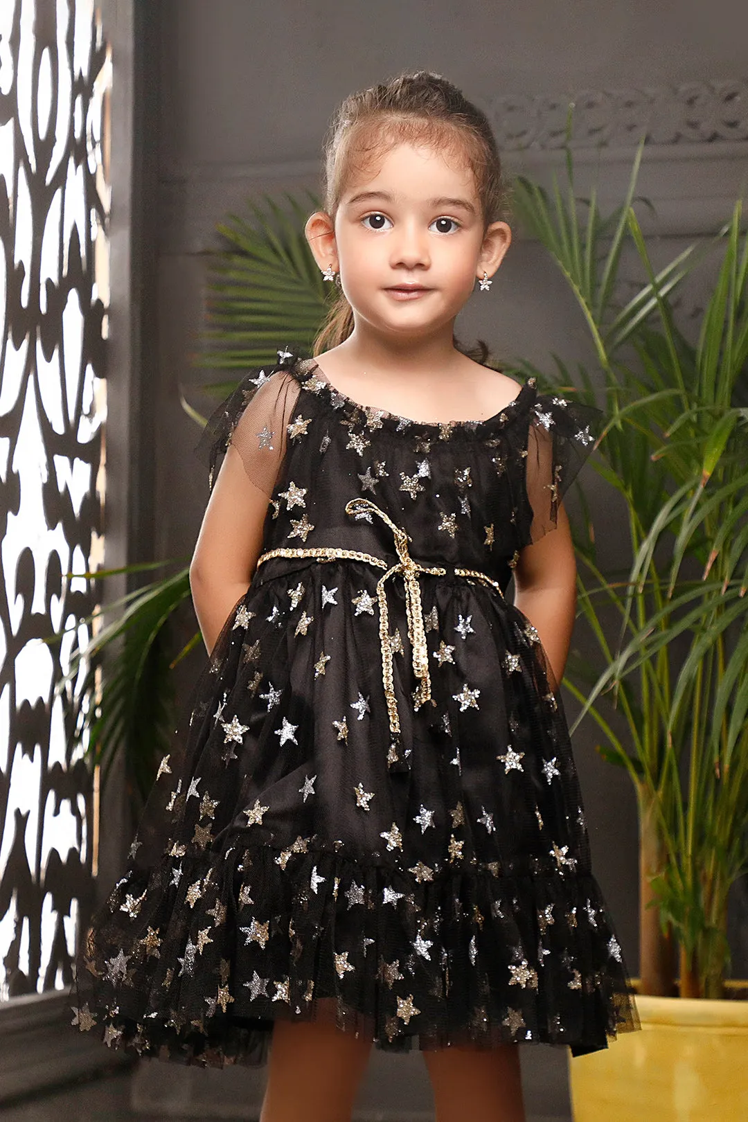 Glitter Star Net Frock | EG17 | F2066