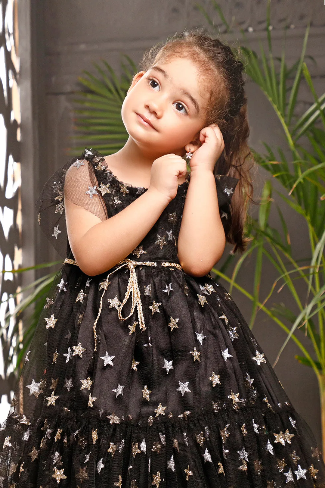 Glitter Star Net Frock | EG17 | F2066