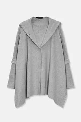 HARPER HOODED CAPE IN DOUBLE KNIT PIMA COTTON STRETCH