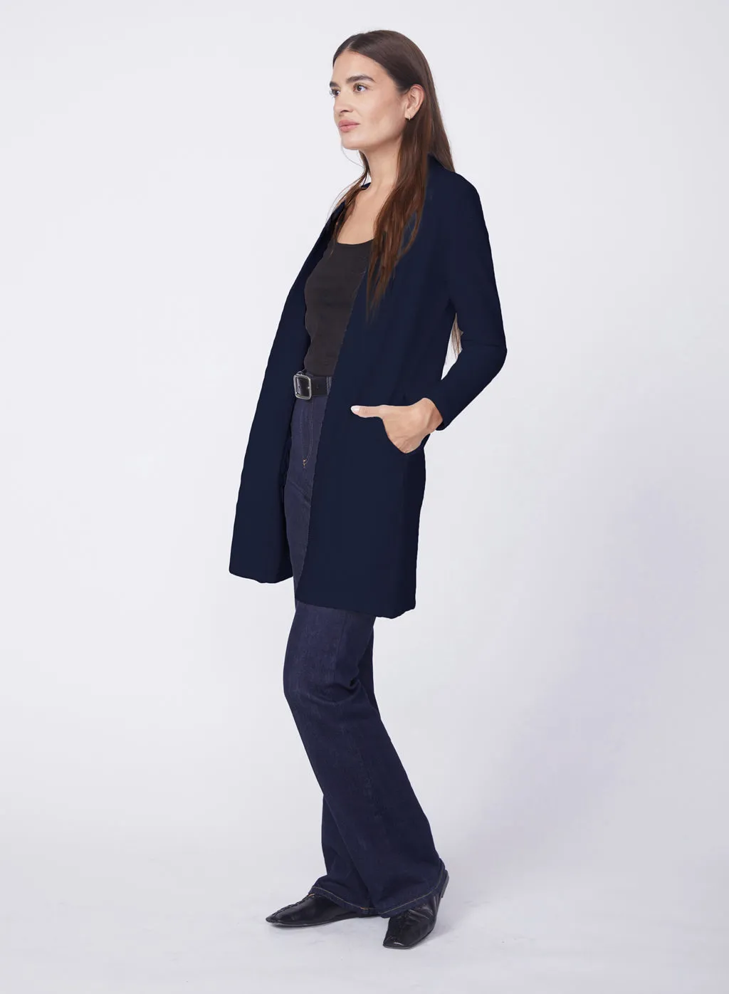 Horizontal Rib Duster in New Navy