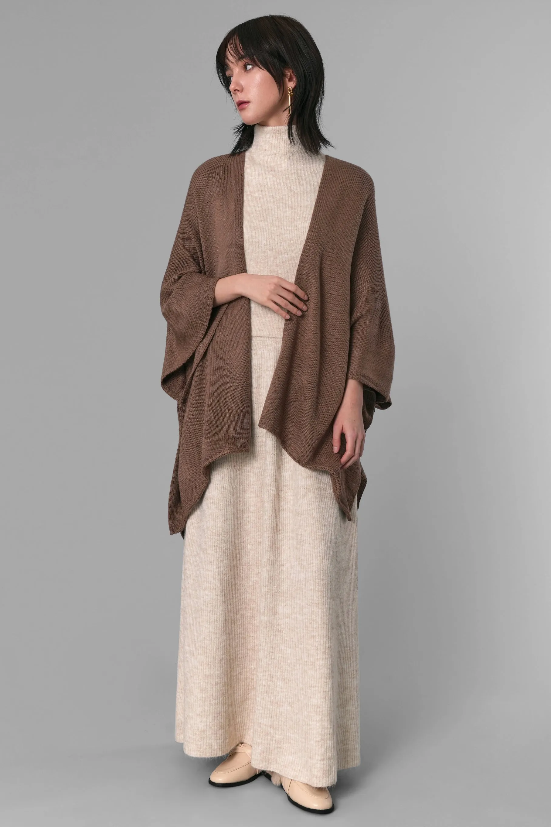 Ilene Knit Cape Cardigan, Brown