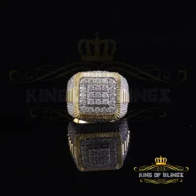 King of Bling's Men's 925 Sterling Silver 6.50ct VVS 'D' Moissanite Square Yellow Rings Size 10