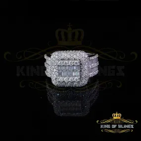 King of Bling's Men's/Women White Silver 5.50ct VVS D Baguetts Moissanite Square Pinky Ring SZ11