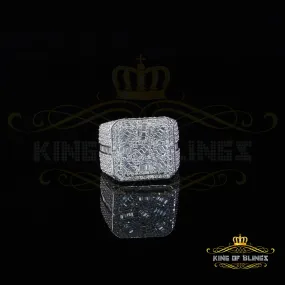 King of Bling's Men's/Womens 6.50ct VVS 'D' Moissanite Stone White Silver Square Rings Size 10